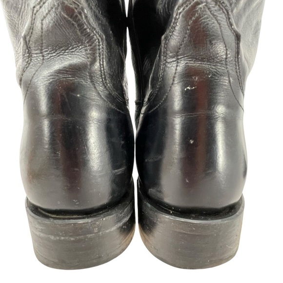 Lucchese 2000 Men Black Leather Western Cowboy Boots Roper T0010 - Sz 10 D - Picture 7 of 13